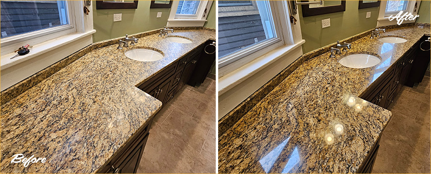 Granite Countertop Before and After a Stone Polishing in Chicago, IL