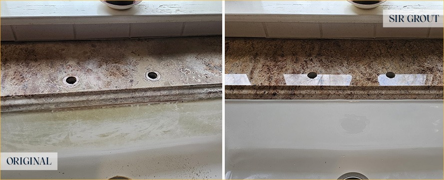 Countertop Before and After a Superb Stone Polishing in Lake Forest, IL