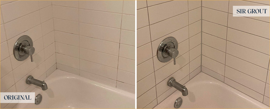 Tile Shower Before and After a Grout Sealing in Avondale