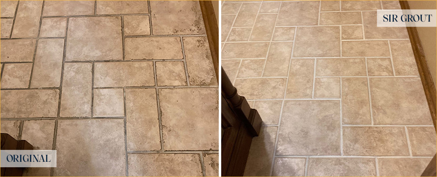 Tile Floor Before and After Our Hard Surface Restoration Services in Chicago