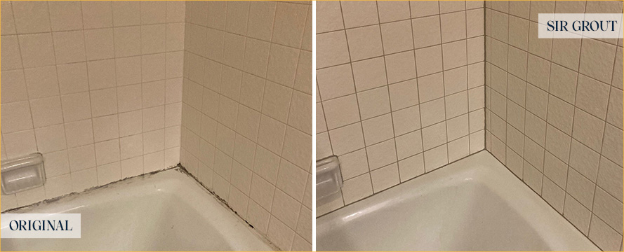 Tile Shower Before and After Our Hard Surface Restoration Services in Chicago