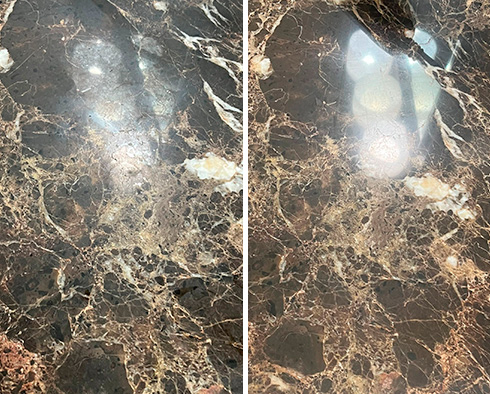 Countertop Before and After a Stone Polishing in Avondale, IL