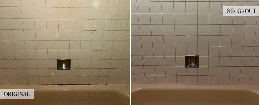 Tile Shower Before and After a Grout Sealing in Chicago