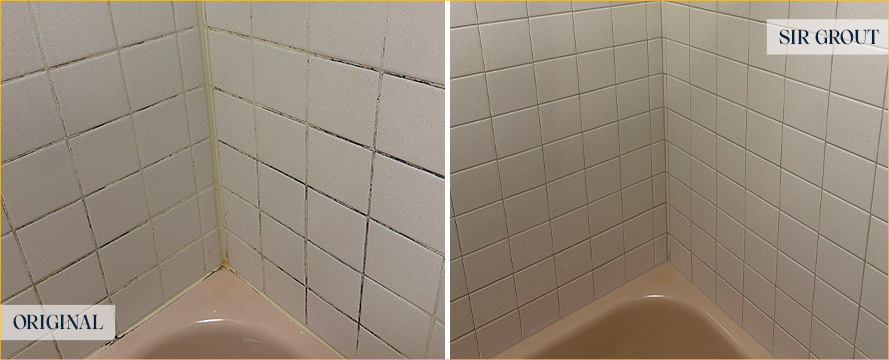 Shower Walls Before and After a Grout Sealing in Chicago